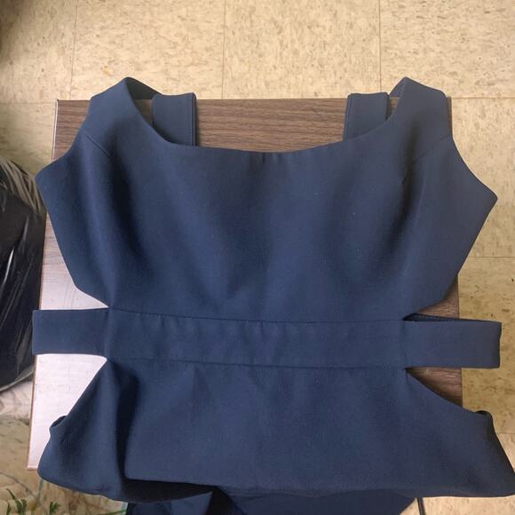 Jill Jill Stuart Navy Blue Cut-Out Gown Maxi Dress Size 2 A-Line Tank Straps - Picture 14 of 15